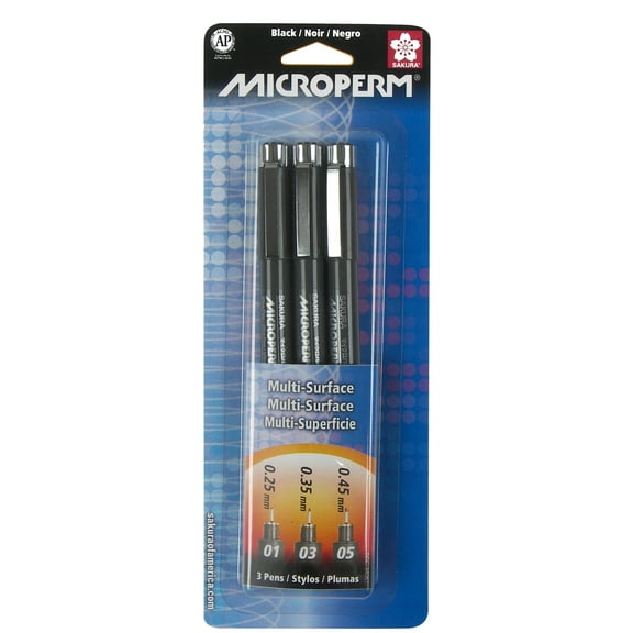 Sakura Pigma Micron Pen Set, 3-Pens, Black
