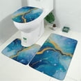 thumbnail image 2 of Blue Gold Wave Marble Pattern Bathroom Rugs Sets 3 Piece,Toilet Cover Set,Absorbent Non Slip Bathroom Mats Sets with U-Shaped Contour Rug Toilet Rug Set, 2 of 5