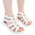 thumbnail image 5 of Povozer Girls Sandals Open Toe Cute Flats Dress Sandals Cross Strappy Summer Shoes Toddler/Little Kid/Big Kid(White,12), 5 of 6
