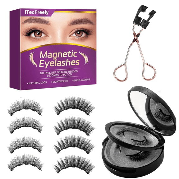 Magnetic Eyelashes, Natural Look False Lashes without Eyeliner, Light Weight and Waterproof Magnetic Eyelashes No Glue