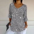 thumbnail image 4 of Endives Women's Christmas Shirt V Neck Shirt Snowflake Printed 3/4 Sleeve T Shirt, 4 of 6