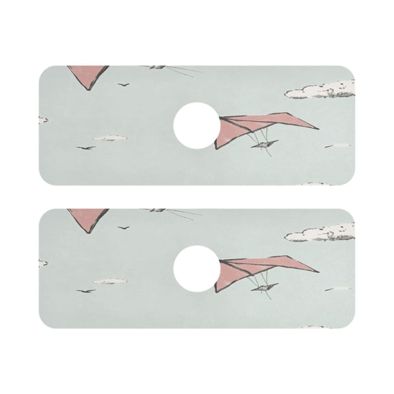 Kite Quick Dry Silicone Algae Faucet Pad 14.7x5.4in 2 Pack Absorbent Mat for Kitchen Sink, Bathroom Countertop