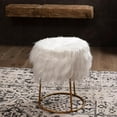 thumbnail image 5 of Vanity Seat, Round Faux Fur Foot Stool Ottoman, Fluffy Makeup Seat with Soft Compact Padded and Pale Gold Metal Legs for Bedroom, Living Room, Office, Kids Room, White, 5 of 5