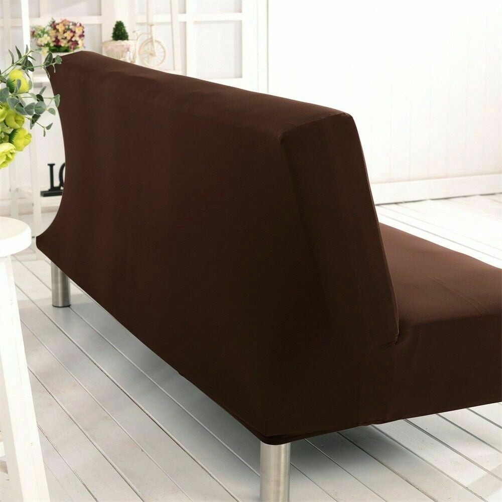 Topchancess Stretch Sofa Bed Cover, Folding Armless Sofa Cover All-Inclusive Futon Slipcover Solid Color, Brown