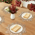 thumbnail image 2 of Set of 6 Snowflake Shape Placemats, Kitchen Table Mat, Seasonal Holiday Christmas Place Mats for Party Dining Table Gold 15inch, 2 of 6