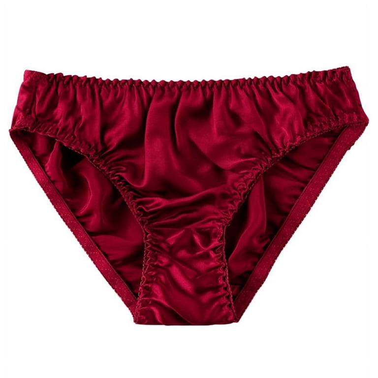 Women Silk-like Satin Panties Bikini Underwear Breathable Solid