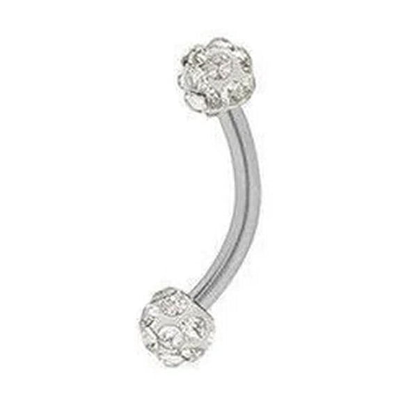 BodyJewelryOnline Curved Eyebrow Ring Surgical Steel with CZ Gems 5 Colors Available Men Women