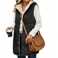 thumbnail image 5 of NAYTOAO Women Long Puffer Vest: Fall Zip up Reversible Fleece Jacket Winter Warm Sleeveless Hooded Coat with Pockets, 5 of 9