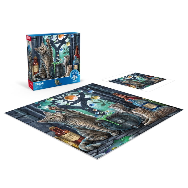 Ceaco 500 Piece Foil Lisa Parker Magical Cats Jigsaw Puzzle with
