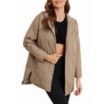 thumbnail image 3 of Long Jackets for Female Fashion Winter Coat for Women Business Casual Diamond Quilted Hooded Khaki M, 3 of 9