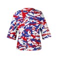 thumbnail image 4 of Fiudx Camisas de Mujer Blusa de Manga 3/4 con Estampado de Moda para Mujer, Camiseta con Cuello En V, Tops Informales para El Día de La Independencia, 4 of 5