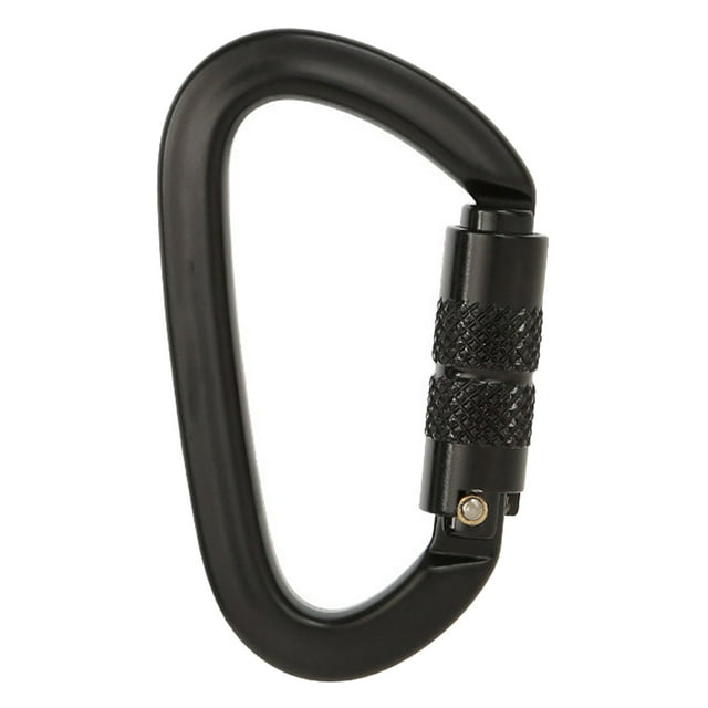 Mosquetón de seguridad para escalada, aleación de aluminio, en forma de D, para llavero de hamaca, color negro, con bloqueo automático.