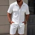thumbnail image 3 of Yaoyar Mens 2 Pieces Outfits Casual Shirt And Shorts Set Athletic Jogging Summer Tracksuit, 3 of 9