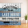 thumbnail image 2 of Rustic Lake Cabin Shower Curtain Relax Inspirational Quotes Motivation Words Vintage Wooden Board Barn Door Plank Farmhouse Country Lodge Camping Decor Fabric Bath Curtain with Hook, 2 of 3