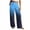 Dark Blue, variant on Wide Leg Pants for Women Tie High Waist Airy Crinkle Fabric Gradient Beach Lounge Trousers,Sizes S-2XL