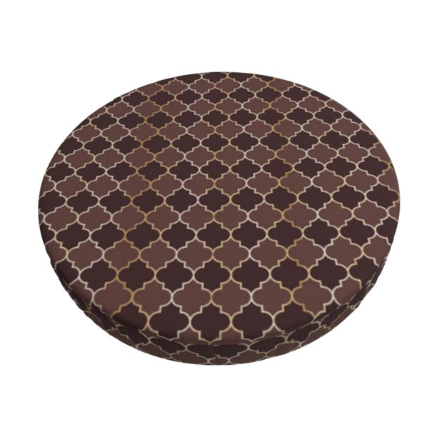 Disketp Brown Gold Grid Funda Redonda para Taburete, Funda de Cojín para Silla de Bar Suave y Elástica-13 inch