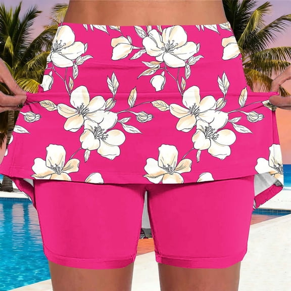 Vetsdori Womens Tennis Skorts Workout Shorts Casual Floral Print,Summer Yoga Running Skirts for Women