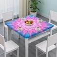 thumbnail image 3 of Pink Tie Dye Lotus Pattern Square Fitted Tablecloth with Elastic Edge,Square Table Cover,Washable Elastic Table Cover for Home Kitchen Party Decor 34"x34", 3 of 6