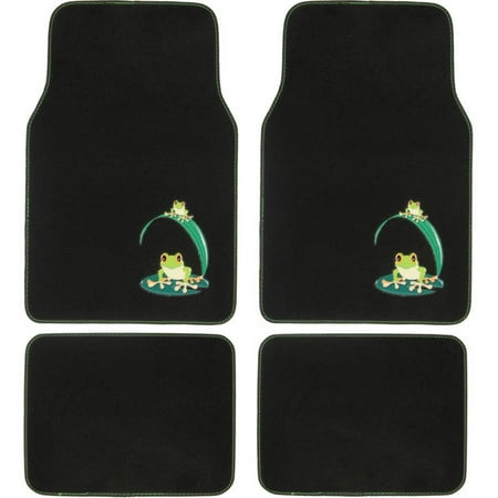 Green Car Mat - BDK Green Frog Design Carpet Floor Mats for Car SUV, 4 Piece Set
