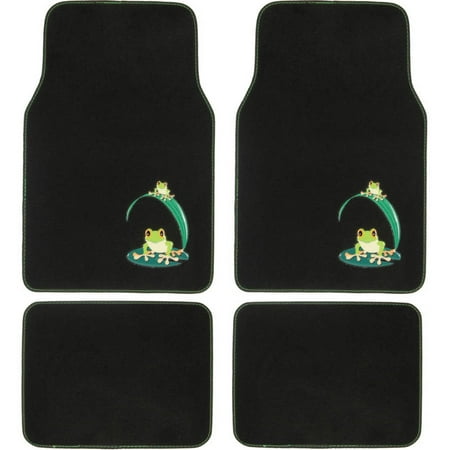 BDK Green Frog Design Carpet Floor Mats for Car SUV, 4 Piece