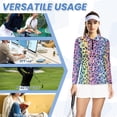 thumbnail image 6 of Uorisanigo Rainbow Tie-Dye Womens Golf Shirt Soft Polyester Spandex Fabric Quick Dry Athletic Polo Shirts Breathable Versatile Quarter Zip Pullover for Women, 6 of 7