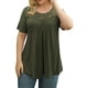 thumbnail image 1 of Sonducket Camiseta de mujer Túnica plisada Top Cuello Manga corta Blusa de encaje de encaje de manga corta Prendas para la parte del cuerpo ejercito verde SG, 1 of 5