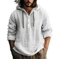 thumbnail image 1 of Camisa de lino con botones para hombre: manga larga, bolsillo en el pecho, diseño informal con capucha, tejido de poliéster, tallas S-XXXL para todas las estaciones, 1 of 4