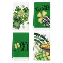 Sm:)e Shamrock Hat Blessed Lucky Green Saint Patricks Day Kitchen Towels 18x26 Set of 4