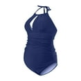 thumbnail image 3 of Zanarzt Maternity One Piece Swim Maternity Swimsuits V Neck Pregnancy Swimwear Maternity Bikini Blue,2XL, 3 of 5