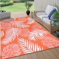 thumbnail image 5 of 8'x10' Outdoor Rugs for Patios, Yamaziot Patio Rug RV Mats, Waterproof Reversible Plastic Straw Camping Rug for Deck Porch Balcony Beach Tropical, Orange, 5 of 9
