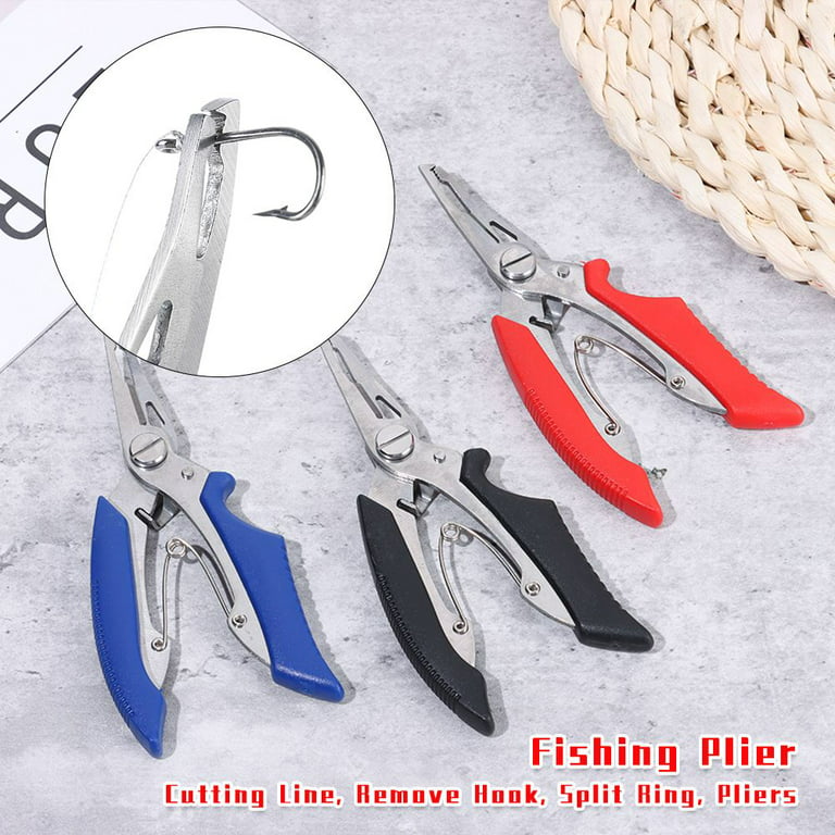 High Quality Multi-function Outdoor Plastic Handle Fishing Pliers Stainless  Steel Scissor Bait Line Cutter Hook Removers RED 
