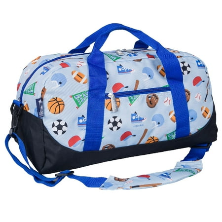 Wildkin Kids Overnighter Duffel Bag for Boys & Girls, Features Two Carrying Handles and Removable Padded Shoulder Strap, BPA & Phthalate Free (Game On Blue)