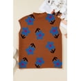 thumbnail image 2 of I AM A FASHION JUNKY Chestnut Floral High Neck Sweater Vest (Chestnut, M, 52%Viscose+26%Polyester+22%Polyamide), 2 of 14