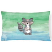 Carolines Treasures BB7438PW1216 Raccoon Watercolor Canvas Fabric Decorative Pillow  12H x16W multicolor