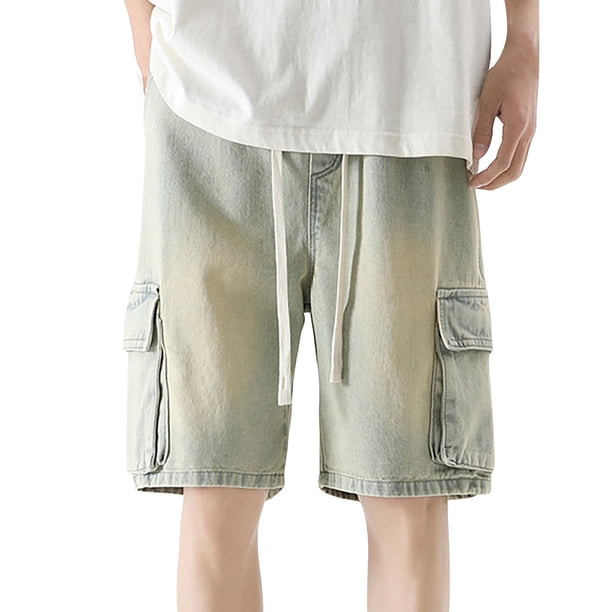 Pantalones cortos vaqueros holgados para hombre de Cagnkofi, estilo informal, estilo bermudas, holgados y rectos.