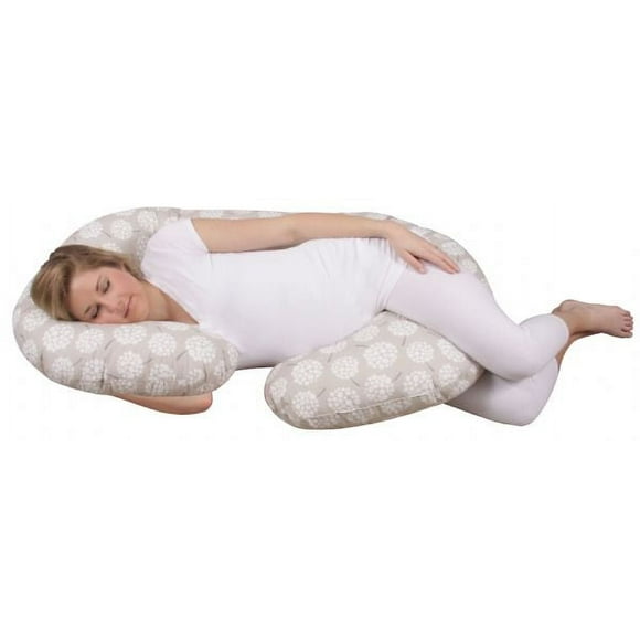 Leachco Snoogle Chic Total Body Pregnancy Pillow with Easy on-off Zippered Cover -Dandelion Taupe