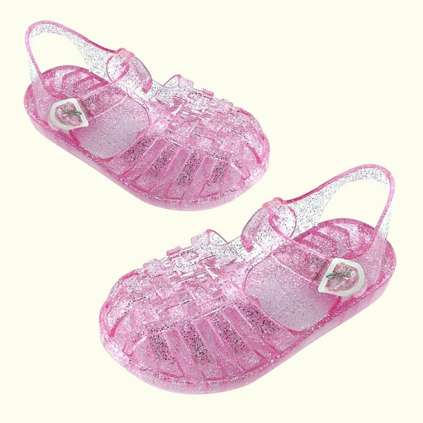 TMOYZQ Little Girls' Jelly Shoes, Closed Toe Glitter Sandals