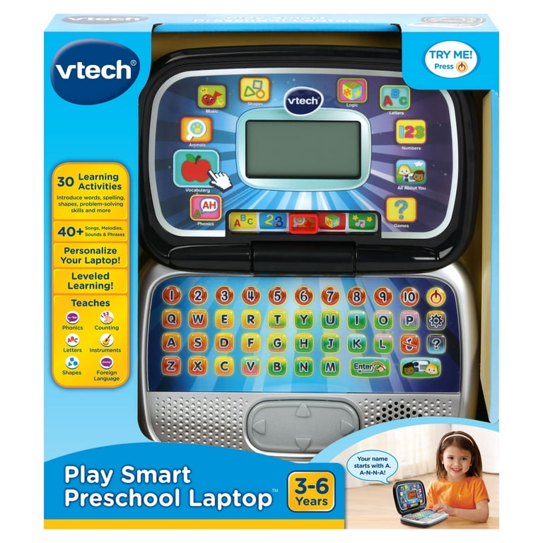 Toy Tote and Go Laptop from Vtech - Learn English Alphabet, shapes and  numbers with Vtech - Laptop 