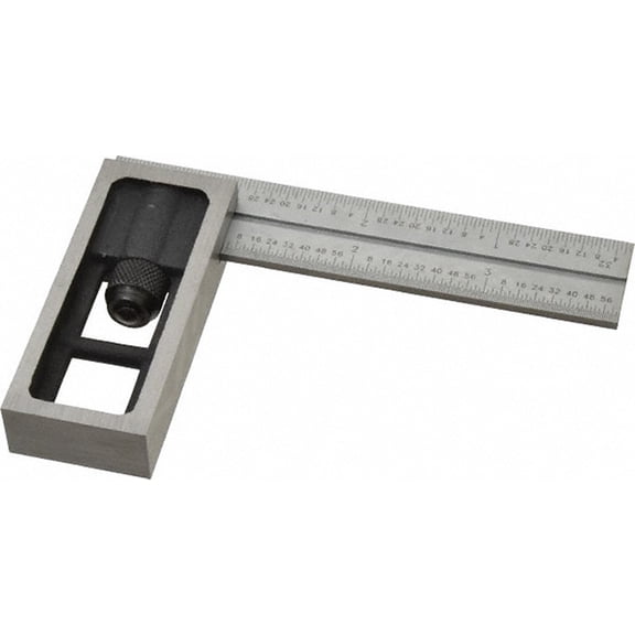SPI 13-192-0 Hardened Steel Adjustable Double Square, 4"Long, 16R Graduation