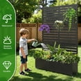 thumbnail image 6 of FOOWIN 71" H Metal Planter with Trellis  and Wheels Set of 2, Outdoor Raised Garden Bed for Climbing Plants, Trellis Planter Box with Drainage Hole, Black, 6 of 10
