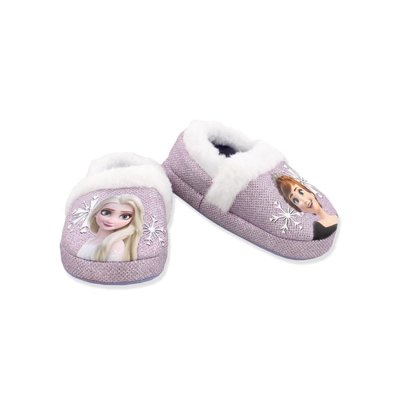 Disney Frozen 2 Elsa Anna Female Girls Toddler Purple Plush A-Line Slippers