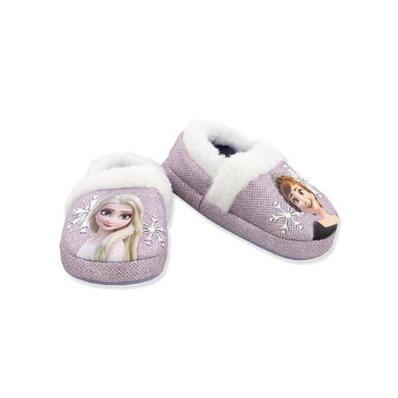 

Disney Frozen 2 Elsa Anna Female Girls Toddler Purple Plush A-Line Slippers
