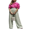 thumbnail image 2 of Women‘s Long Sleeve Shirt  Solid Color Turn-Down Collar Button-Down Loose Fit Blouse  Casual Simple Style Tops, 2 of 7