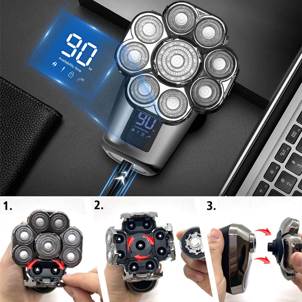 Electric  Shaver for Bald Men,DFITO 5-in-1 Head Shaver for Bald Men, IPX6 Waterproof Wet Dry Shaving with LED Display
