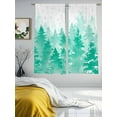 thumbnail image 3 of Winter Christmas Tree Sheer Curtains 63 inches Long, Snowflake Watercolor Teal Forest Light Filtering Sheer Window Curtains Rod Pocket Voile Drapes for Bedroom Living Room, 2 Panels 52"W x 63"L, 3 of 6