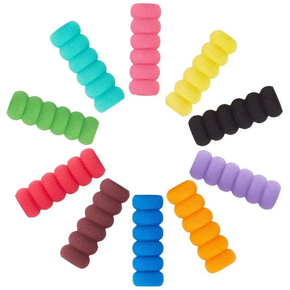 120PCS 10 Colors Soft Foam Pencil Holder Grips Painting Pen Grippers Pencil Cushions Holders Writing Drill Pen Gripper Comfort Point Drill Pen Sleeve
