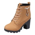 thumbnail image 5 of Rhinestones Platform Combat Boots for Women Fashion Glitter Leather Chunky Block High Heel Winter Fall Dressy Ankle Booties, 5 of 6