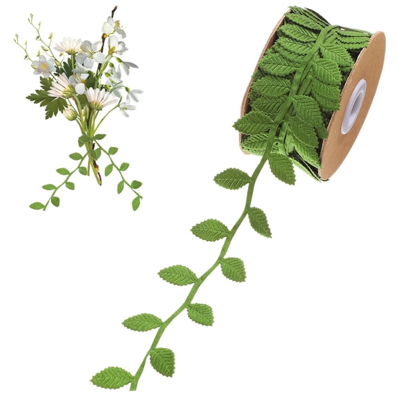 BESTOYARD Green Leaf Ribbon Fabric Trim for Decoration with Realistic Olive Leaves