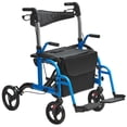 thumbnail image 1 of Andador con ruedas VEVOR 2 en 1, silla de ruedas plegable con capacidad de 136 kg, ligero, de aluminio, con ruedas y asa ajustable, color azul, 1 of 5