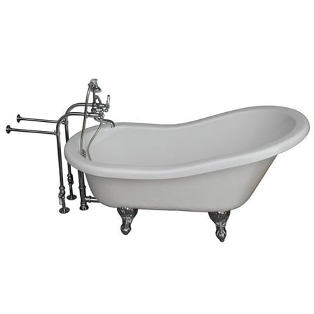 67" Clawfoot Bathtub Acrylic Slipper Tub Freestanding Bathtub Shower Combo